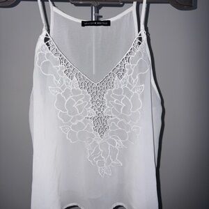 Brandy Melville White Floral Lace Camisole